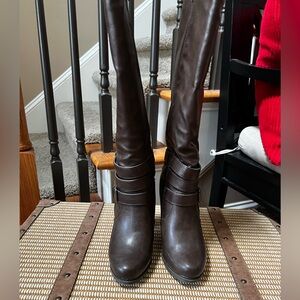 JustFab Brown Over the Knee Boots with Elegant Design